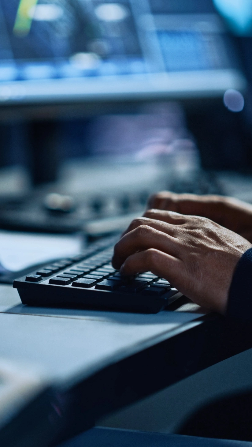 A person typing on a keyboard