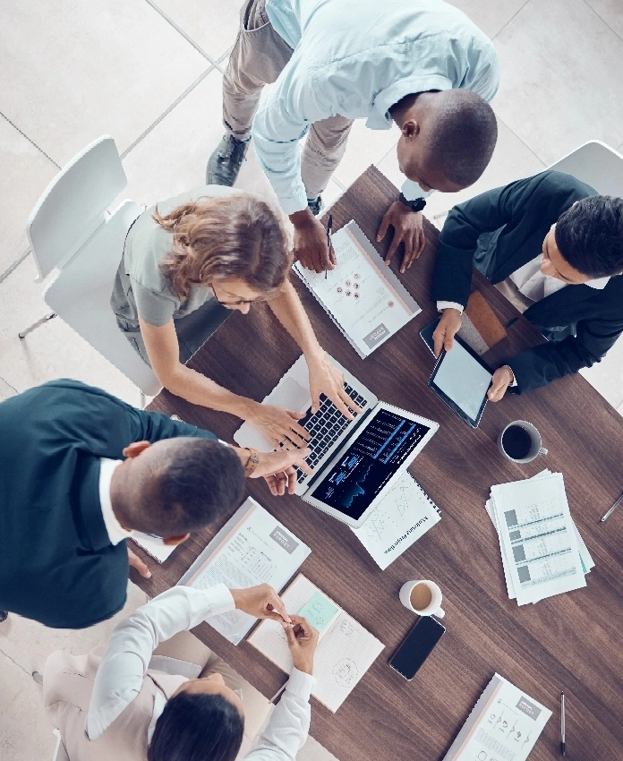Business professionals collaborating at a table