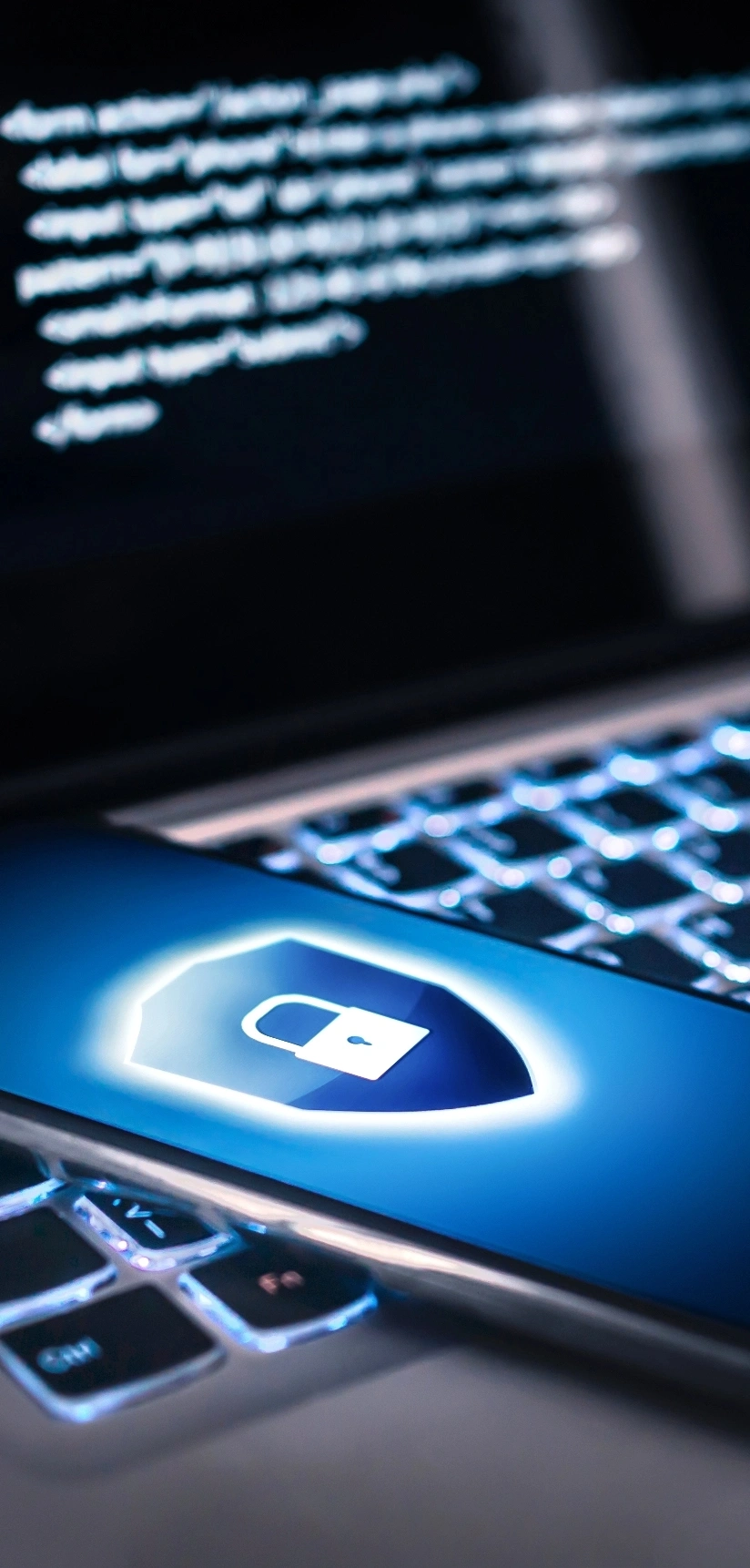 illustrating tips for protecting a laptop from cyber attacks
